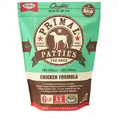 Primal Dog Raw Chicken Patties 6 Lbs