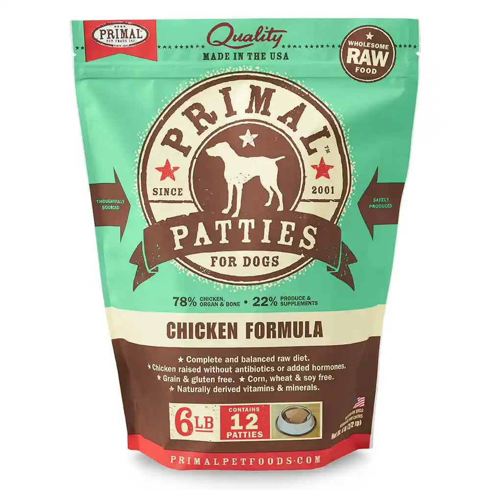 Primal Dog Raw Chicken Patties 6 Lbs