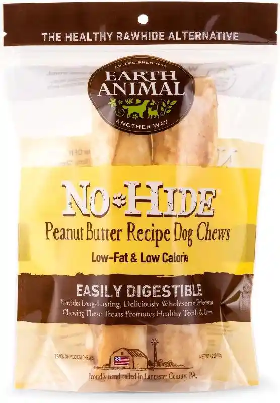 Earth Animal No Hide Peanut Butter Chews 7" 2 Pack