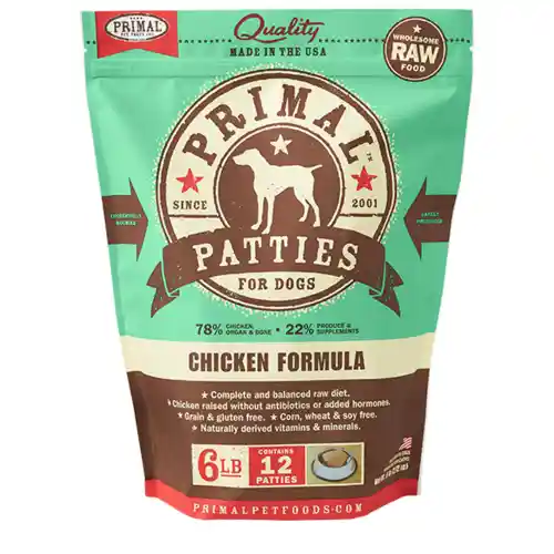 Primal Dog Raw Chicken Patties 6 Lbs