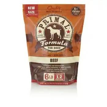 Primal Dog Frozen Raw Beef Patties 6 Lbs