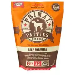 Primal Dog Frozen Raw Beef Patties 6 Lbs
