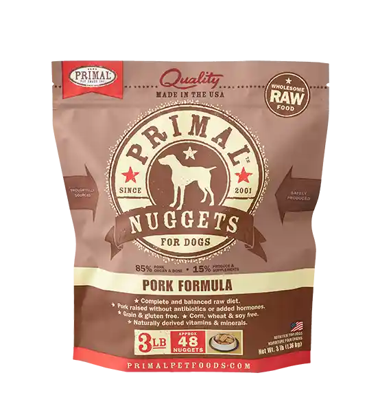 Primal Dog Frozen Pork Nuggets 3 Lbs