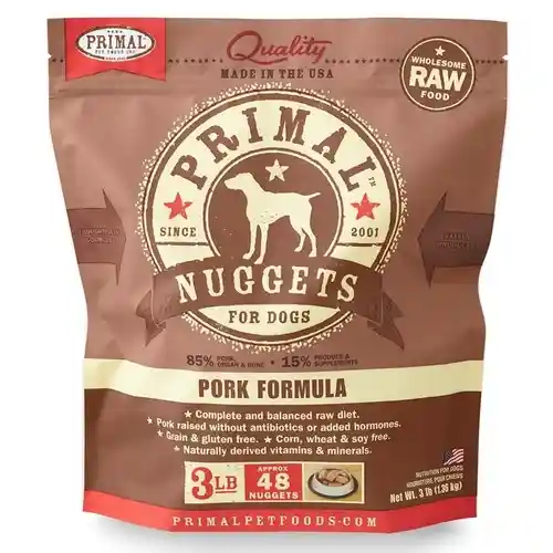 Primal Dog Frozen Pork Nuggets 3 Lbs