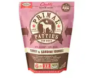 Primal Dog Raw Turkey & Sardines Patties 6 Lbs