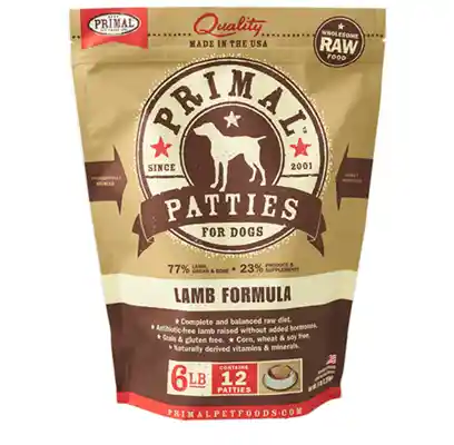 Primal Dog Frozen Raw Lamb Patties 6 Lbs