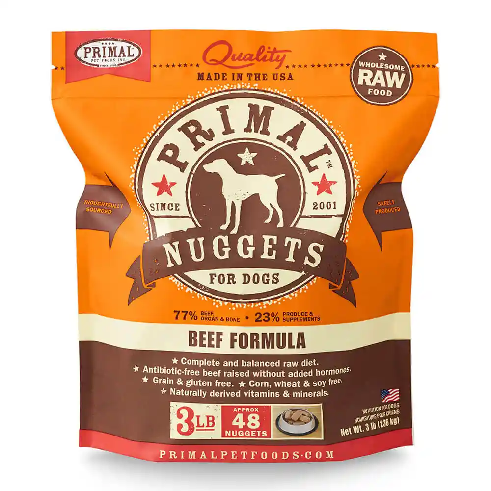 Primal Dog Frozen Raw Beef Nuggets 3 Lbs