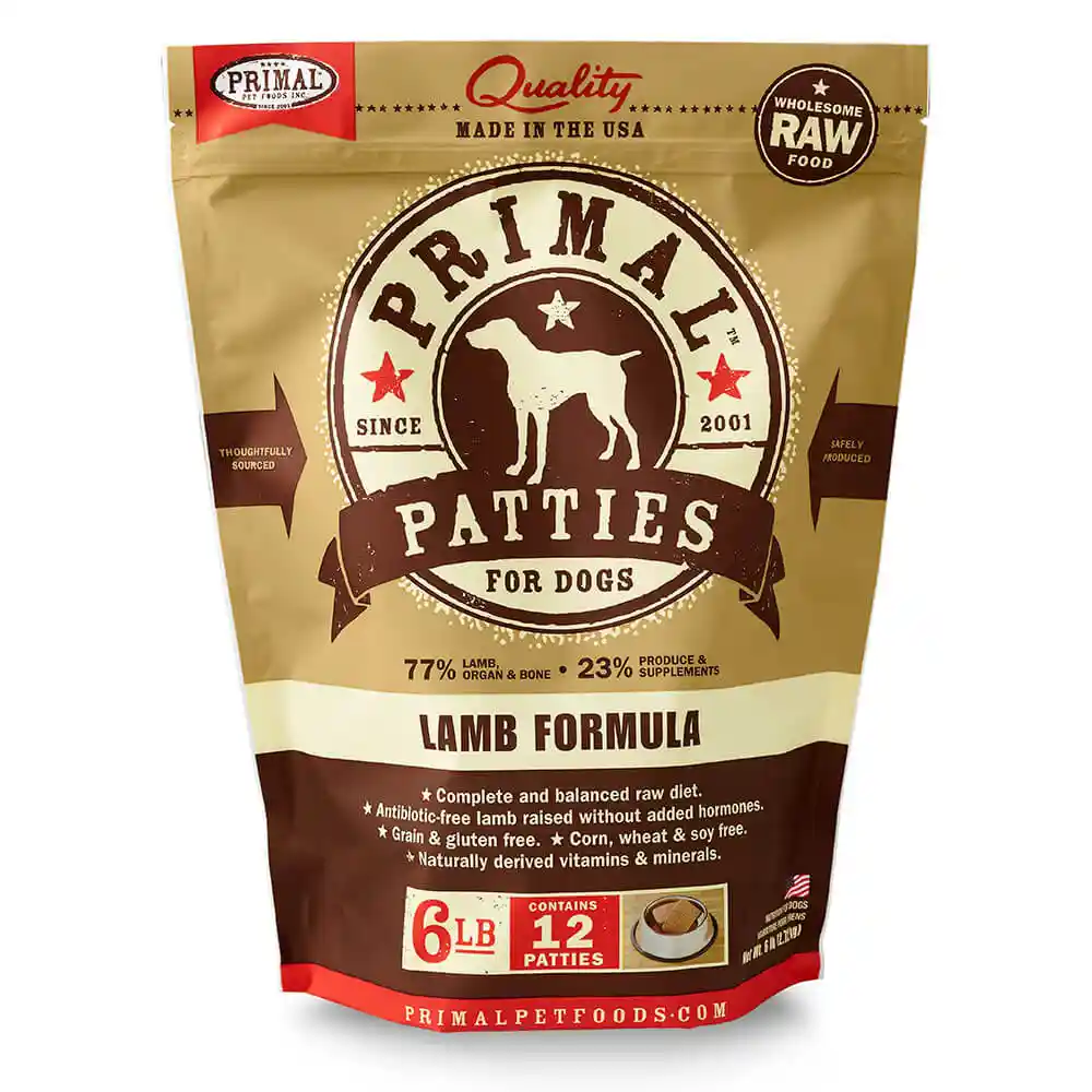 Primal Dog Frozen Raw Lamb Patties 6 Lbs