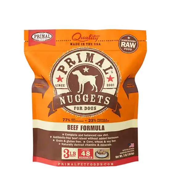 Primal Dog Frozen Raw Beef Nuggets 3 Lbs