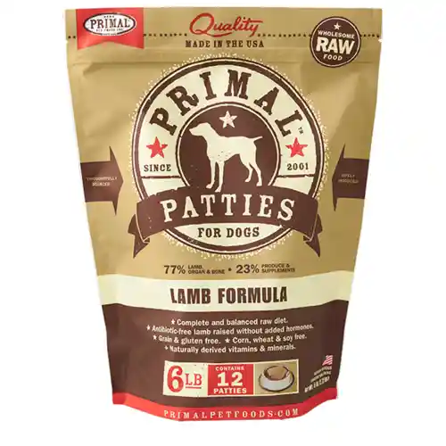 Primal Dog Frozen Raw Lamb Patties 6 Lbs