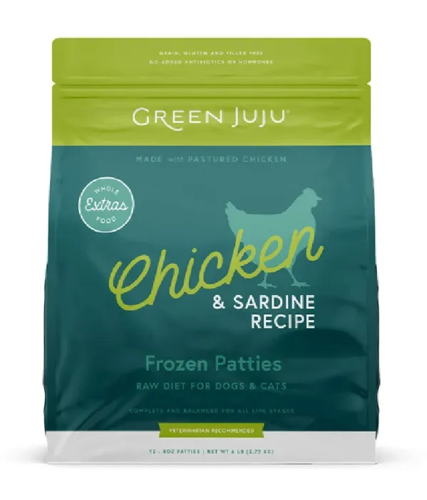 Green Juju Extras Chicken & Sardine Patties 6 Lbs