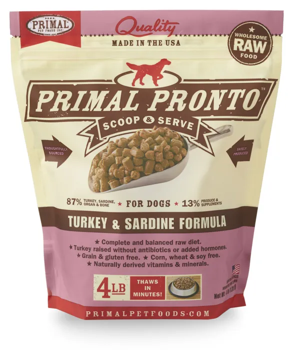 Primal Dog Frozen Pronto Turkey & Sardine 4 Lbs