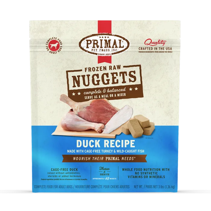 Primal Frozen Raw Nuggets Duck Recipe 3 lb front