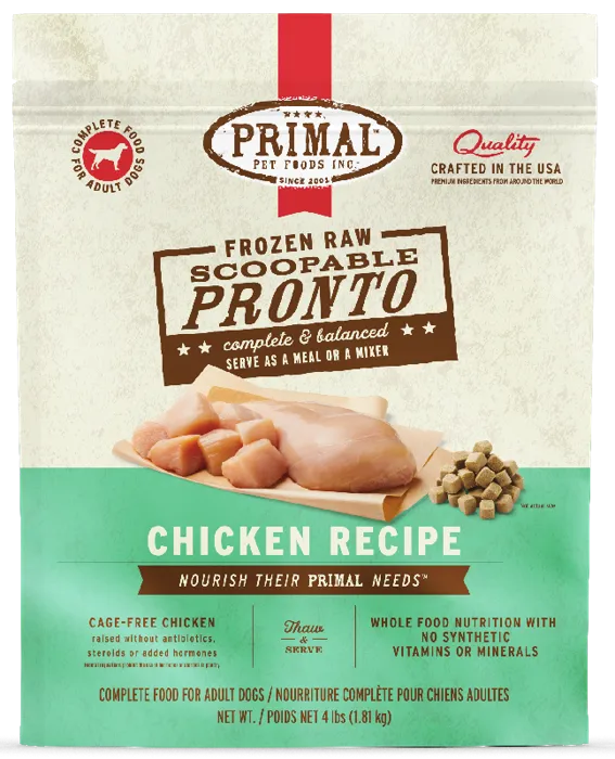 Primal Dog Pronto Raw Frozen Chicken 4 Lb