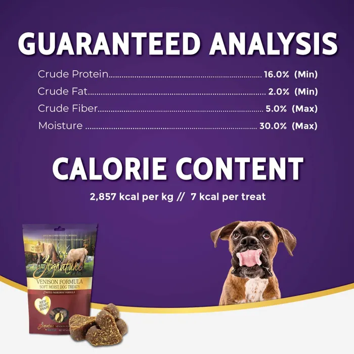 Zignature Dog Treat Soft Moist Venison Hearts 4 oz