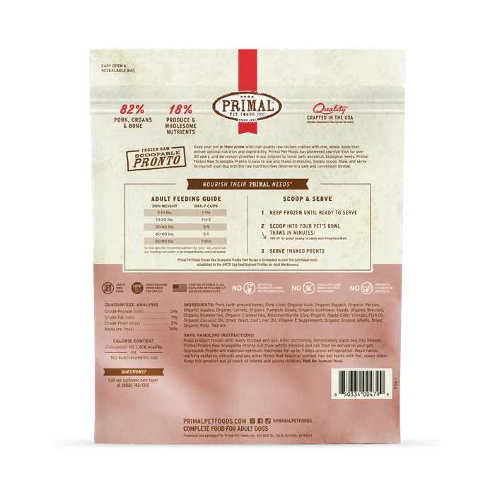 Primal Pronto Pork Recipe 4 lb back