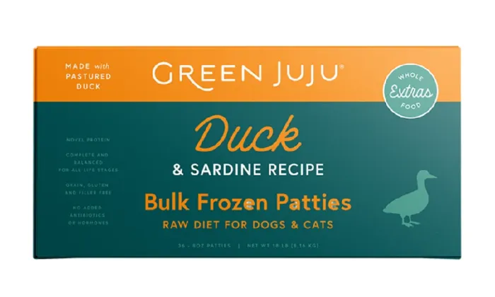 Green Juju Extras Duck & Sardine Patties 18 Lbs