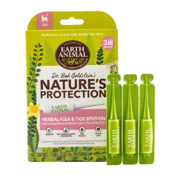 Earth Animal Nature's Protection Flea & Tick Prevention Herbal Spot-on For Cats, 3-pack