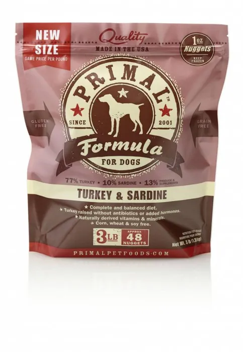 Primal Dog Frozen Raw Turkey & Sardine 3 Lbs