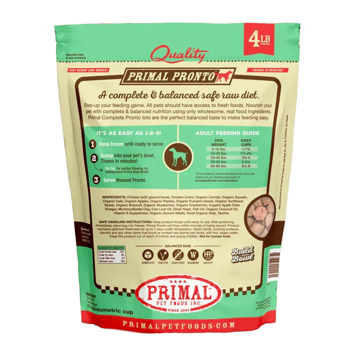 Primal Dog Pronto Raw Frozen Chicken 4 Lb