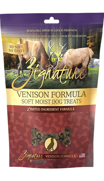 Zignature Dog Treat Soft Moist Venison Hearts 4 oz