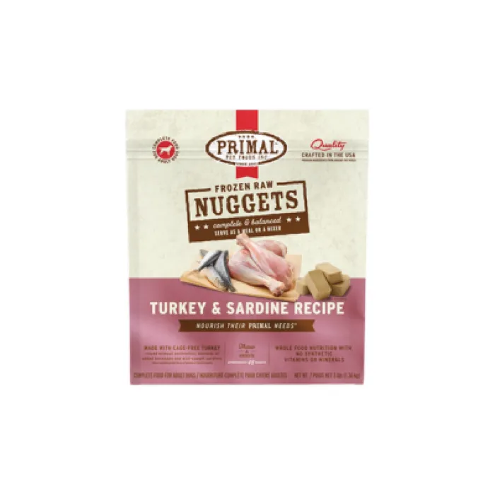 Raw Frozen Canine Trky & Sardine Nuggets Dog 3-lb